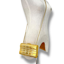 Load image into Gallery viewer, Vintage Scheilan Firenze Gold-Tone Metal Evening Clutch with Rhinestone Detail – Made in Italy, c.1970s–1980s
