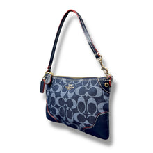 Load image into Gallery viewer, Coach Nolita 15 Signature Denim Mini Shoulder Bag with Red Leather Trim and Gold Hardware – Early 2000s
