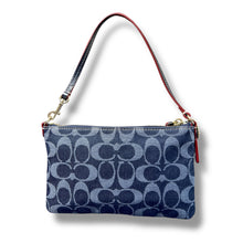 Load image into Gallery viewer, Coach Nolita 15 Signature Denim Mini Shoulder Bag with Red Leather Trim and Gold Hardware – Early 2000s
