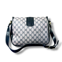Load image into Gallery viewer, Vintage Gucci GG Canvas Crossbody Bag with Navy Leather Trim, 1970s–1980s

