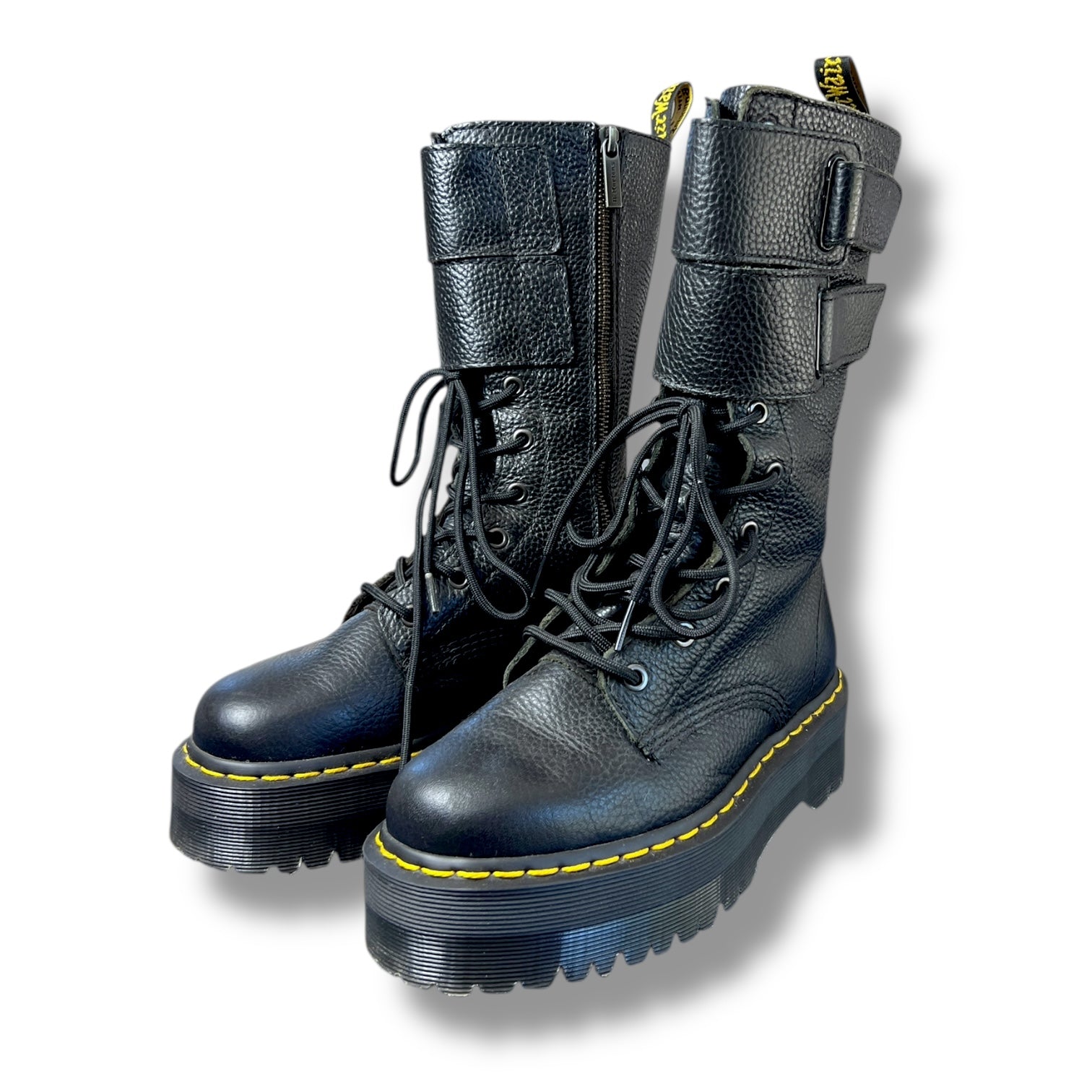 Dr. Martens Jagger Platform Boots – Black Leather (UK 4) – Vintage
