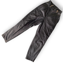 Load image into Gallery viewer, Black Leather Pants with Zipper Detail
