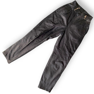 Black Leather Pants with Zipper Detail