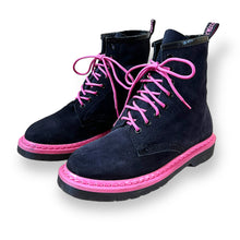 Load image into Gallery viewer, Navy and Pink Suede Doc Martens
