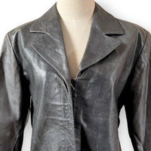 Load image into Gallery viewer, Vintage Gun Metal Gray Leather Jacket
