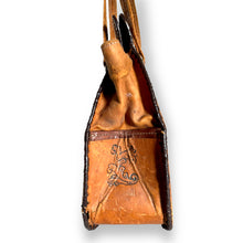 Load image into Gallery viewer, Gorgeous Vintage Tooled Leather and Tapestry Bag
