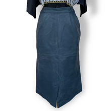 Load image into Gallery viewer, Vintage Navy Leather Midi Skirt
