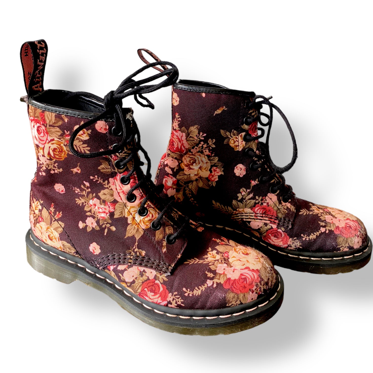 Martens Vonda Floral Doc Martens Basse Rose Red Roses Doc Martens