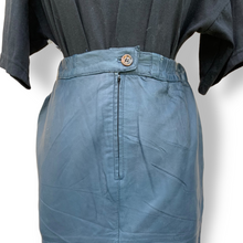 Load image into Gallery viewer, Vintage Navy Leather Midi Skirt
