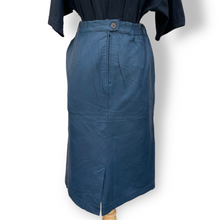 Load image into Gallery viewer, Vintage Navy Leather Midi Skirt

