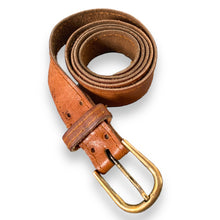 Load image into Gallery viewer, Vintage Tan Leather Belt with Gold Buckle
