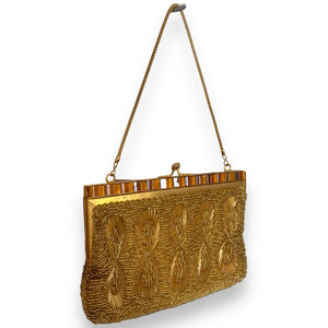 Vintage Gold Hand Beaded Handbag