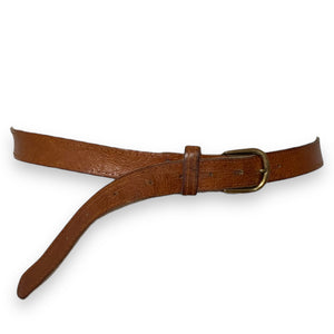 Vintage Tan Leather Belt with Gold Buckle