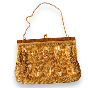 Vintage Gold Hand Beaded Handbag