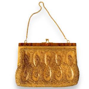 Vintage Gold Hand Beaded Handbag