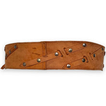 Load image into Gallery viewer, Tan Studded Belt with WesternStyle  Silver Buckle
