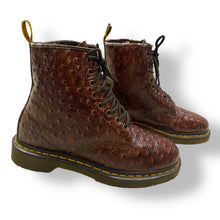 Load image into Gallery viewer, Dr. Martens Vintage Ostrich Embossed 8-Eye Boots in Deep Brown
