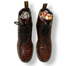 Load image into Gallery viewer, Dr. Martens Vintage Ostrich Embossed 8-Eye Boots in Deep Brown

