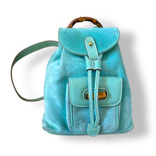 Load image into Gallery viewer, Vintage Suede Gucci Bamboo Backpack
