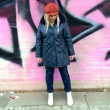 Load image into Gallery viewer, Vintage Black Leather Coat with Fur Collar
