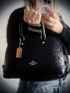 Coach Mini Sierra Satchel in Black Signature Patent Leather