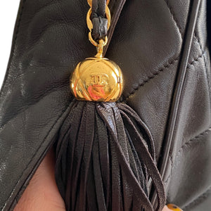 Vintage Chanel Quilted Lambskin Flap Bag with Tassel & Knotted Strap