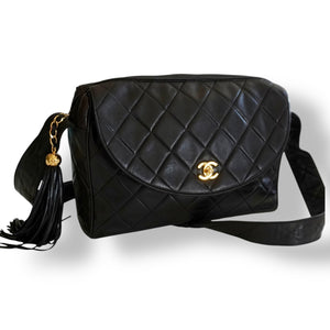 Vintage Chanel Quilted Lambskin Flap Bag with Tassel & Knotted Strap
