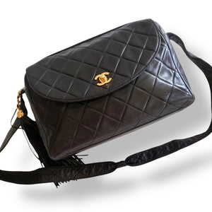 Vintage Chanel Quilted Lambskin Flap Bag with Tassel & Knotted Strap