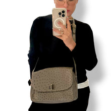 Load image into Gallery viewer, Vintage Ostrich Shoulder Bag in Sage Khaki
