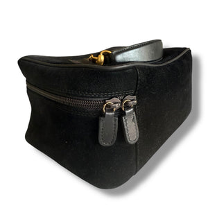 Vintage Gucci Black Suede Vanity Case with Horsebit Handle (Early 2000s)