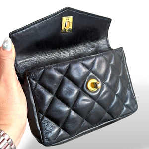 Vintage Chanel Lambskin Quilted Belt Bag with CC Turnlock (Early 1990s)