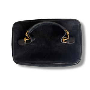Vintage Gucci Black Suede Vanity Case with Horsebit Handle (Early 2000s)