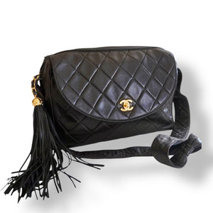 Vintage Chanel Quilted Lambskin Flap Bag with Tassel & Knotted Strap
