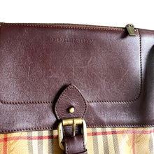 Load image into Gallery viewer, Vintage Burberry Unisex Leather &amp; Nova Check Messenger Bag
