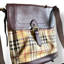 Load image into Gallery viewer, Vintage Burberry Unisex Leather &amp; Nova Check Messenger Bag
