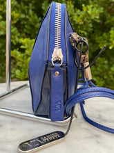Load image into Gallery viewer, A Via La Moda “Kim” Midnight Blue Ostrich Leg Crossbody
