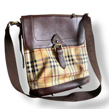 Load image into Gallery viewer, Vintage Burberry Unisex Leather &amp; Nova Check Messenger Bag
