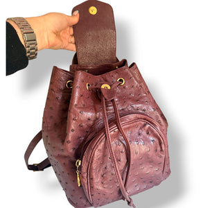 Vintage Chocolate Brown Ostrich Backpack