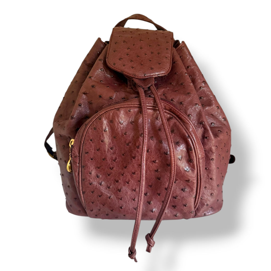 Vintage Chocolate Brown Ostrich Backpack