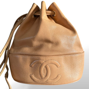 Vintage Chanel Caviar Leather Bucket Bag with Pouch
