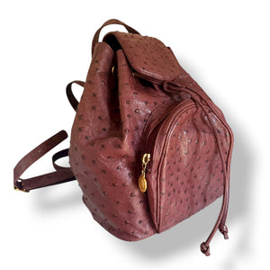 Vintage Chocolate Brown Ostrich Backpack