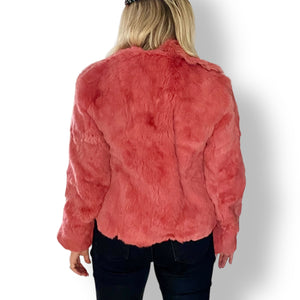 Pretty Coral Pink Fur Jacket