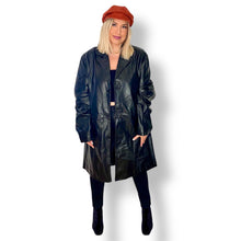 Load image into Gallery viewer, Vintage Black Leather Coat
