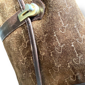 1970's Givenchy Monogram Suede Cross Body Bag