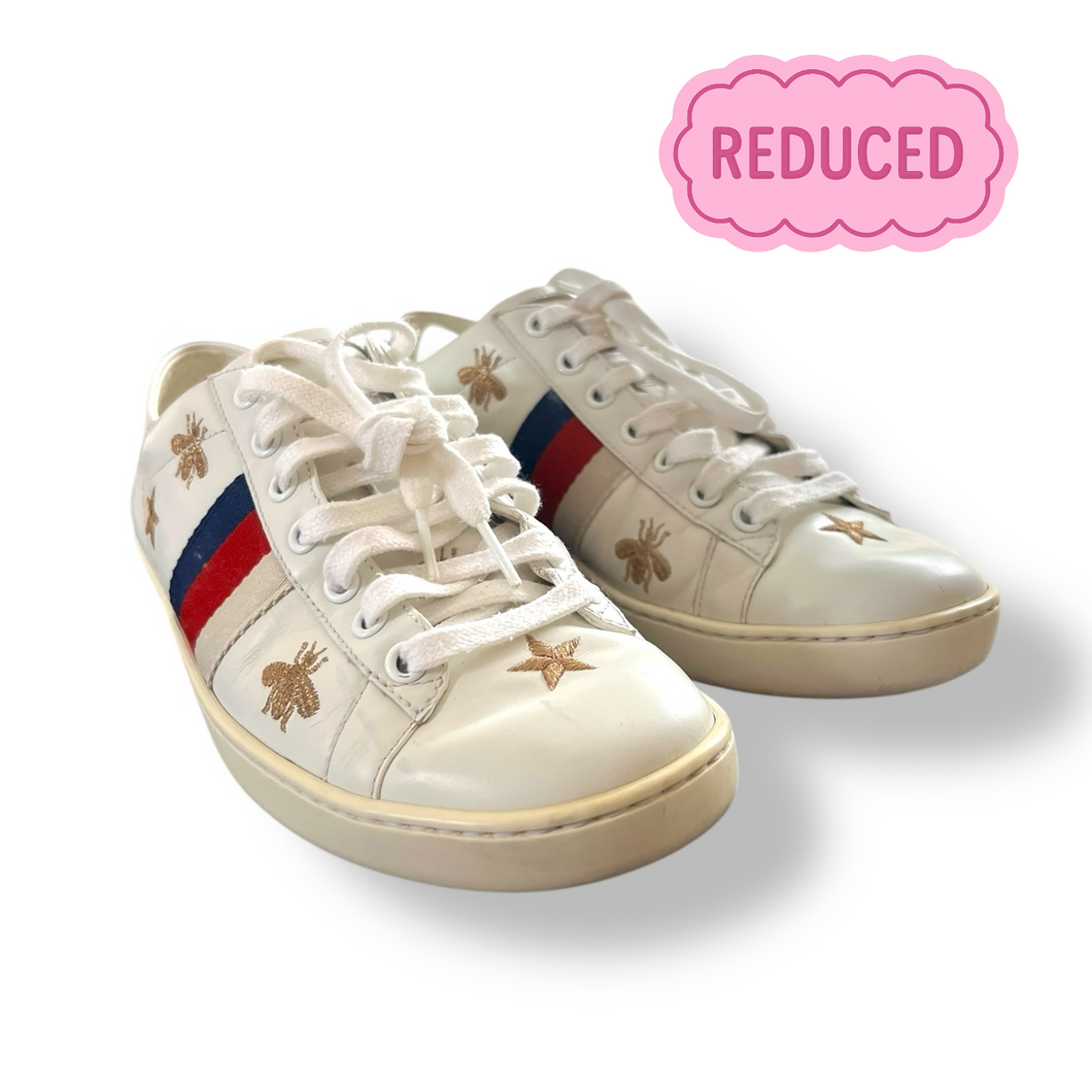 Gucci Ace Embroidered Bee & Star Sneakers – Size 38