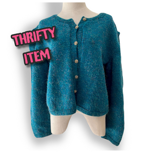 Vintage Turquoise Bell Sleeved Cardigan