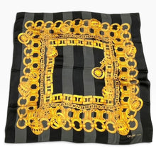 Load image into Gallery viewer, Vintage Céline Paris Black &amp; Gold Chain Silk Scarf
