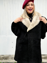 Load image into Gallery viewer, Vintage Black Persian Lamb Coat with Pale Mink Collar
