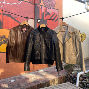 Vintage Beige Leather Jacket
