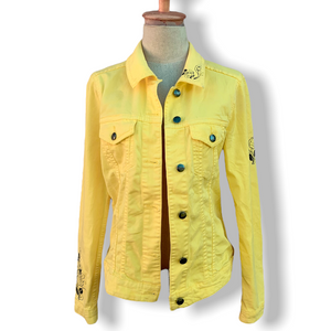 Banana Yellow Denim Jacket with Custom Artwork